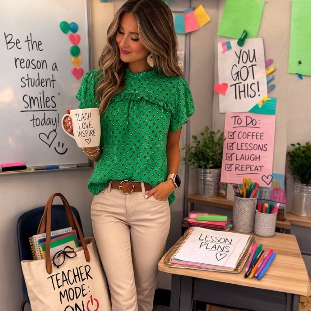 Carolina Belle Green Floral Blouse